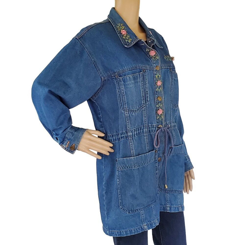 VTG Newport News Denim Jacket Chore Coat Women's M Country Blue Button Pocket